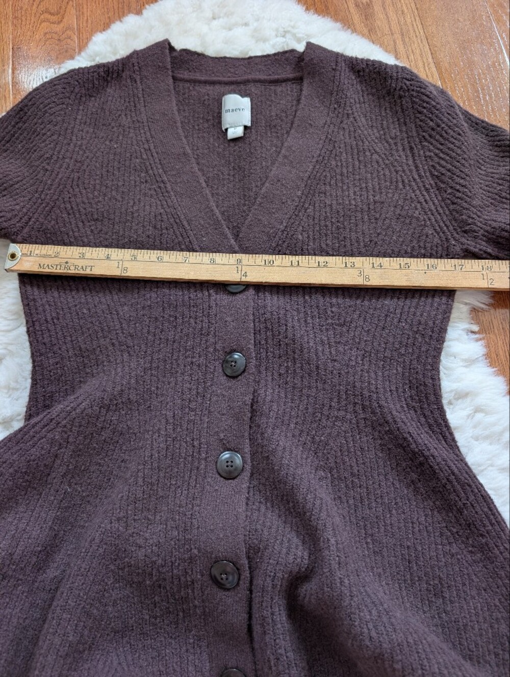 Anthropologie Maeve Hourglass Knit Cardigan Sweater Brown Medium - Picture 11 of 13